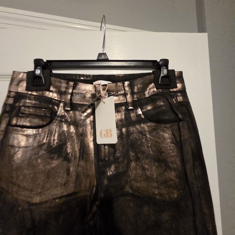 NWT- Gianni Bini Metallic Bronze High-Rise Pants - Picture 5 of 13